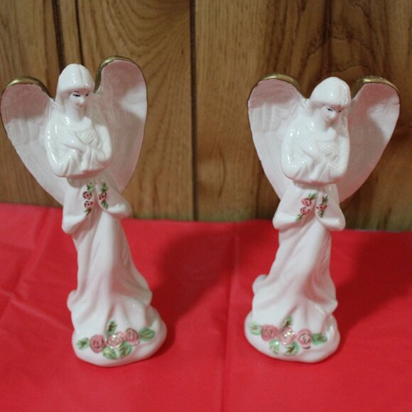 Set of 2 Porcelain Angels - Picture 1 of 3